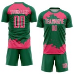 Maglia da calcio personalizzata, motivo Kelly, rosa-bianco verde, frammento astratto, sublimazione, neon Maglia da calcio personalizzata, motivo Kelly, rosa-bianco verde, frammento astratto, sublimazione, neon