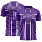 Maglia da calcio bianca e viola con linee uniformi stampate a sublimazione Maglia da calcio bianca e viola con linee uniformi stampate a sublimazione