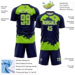 Maglia da calcio Frammento Neon Sublimazione Artistica Uniforme Personalizzata Astratto Blu Navy Verde-Bianco Maglia da calcio Frammento Neon Sublimazione Artistica Uniforme Personalizzata Astratto Blu Navy Verde-Bianco