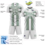 Maglia da calcio personalizzata, uniforme bianca, stampa a sublimazione, linee verdi Maglia da calcio personalizzata, uniforme bianca, stampa a sublimazione, linee verdi
