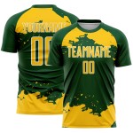 Frammento d'arte uniforme verde Maglia astratta giallo-bianca personalizzata stampata a sublimazione da calcio Frammento d'arte uniforme verde Maglia astratta giallo-bianca personalizzata stampata a sublimazione da calcio
