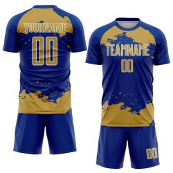 Maglia personalizzata in oro e bianco con stampa a sublimazione astratta, frammento reale, calcio antico Maglia personalizzata in oro e bianco con stampa a sublimazione astratta, frammento reale, calcio antico
