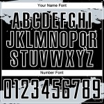 Frammento di maglia da calcio nera personalizzata con stampa sublimatica in bianco e argento Frammento di maglia da calcio nera personalizzata con stampa sublimatica in bianco e argento