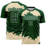 Maglia da calcio personalizzata con frammento astratto, uniforme, arte verde crema-bianco Maglia da calcio personalizzata con frammento astratto, uniforme, arte verde crema-bianco