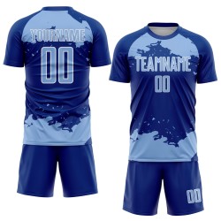 Maglia da calcio uniforme astratta leggera, stampata a sublimazione, frammento artistico blu-bianco personalizzato Maglia da calcio uniforme astratta leggera, stampata a sublimazione, frammento artistico blu-bianco personalizzato
