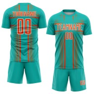 Maglia Arancione-Bianco Acqua Sublimazione Linee Personalizzate Uniforme Calcio