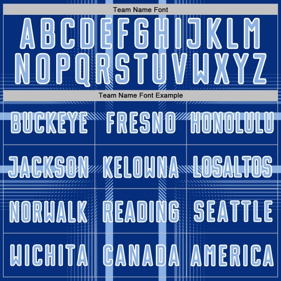 Maglia da calcio personalizzata Royal Soccer con linee chiare stampate a sublimazione, blu e bianco Maglia da calcio personalizzata Royal Soccer con linee chiare stampate a sublimazione, blu e bianco