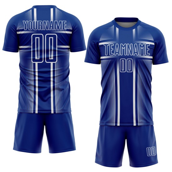 Maglia da calcio uniforme Royal Lines Sublimazione bianca personalizzata Maglia da calcio uniforme Royal Lines Sublimazione bianca personalizzata