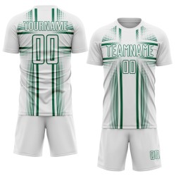 Maglia da calcio verde uniforme bianca con linee sublimatiche Kelly Custom Maglia da calcio verde uniforme bianca con linee sublimatiche Kelly Custom