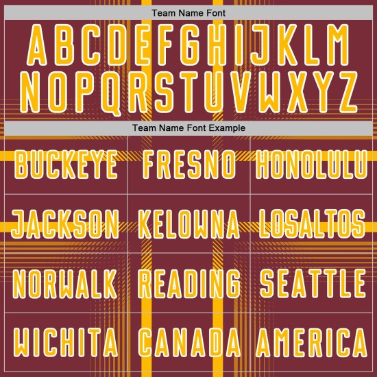 Maglia personalizzata da calcio con stampa sublimatica bordeaux e oro-bianco Maglia personalizzata da calcio con stampa sublimatica bordeaux e oro-bianco