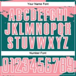 Maglia da calcio personalizzata con stampa a sublimazione di medie dimensioni, motivo astratto, rosa e bianco, frammento verde acqua Maglia da calcio personalizzata con stampa a sublimazione di medie dimensioni, motivo astratto, rosa e bianco, frammento verde acqua