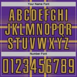 Maglia da calcio personalizzata con linee viola uniforme stampata a sublimazione, oro antico-nero Maglia da calcio personalizzata con linee viola uniforme stampata a sublimazione, oro antico-nero