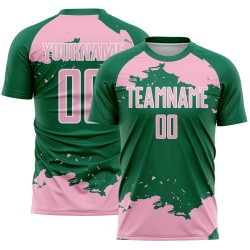 Frammento uniforme sublimazione maglia verde rosa-bianca arte astratta personalizzata calcio Kelly Light