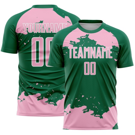 Frammento uniforme sublimazione maglia verde rosa-bianca arte astratta personalizzata calcio Kelly Light Frammento uniforme sublimazione maglia verde rosa-bianca arte astratta personalizzata calcio Kelly Light
