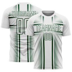 Maglia da calcio personalizzata, uniforme bianca, stampa a sublimazione, linee verdi