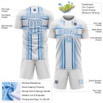 Maglia da calcio personalizzata con stampa sublimatica blu polvere e linee bianche Maglia da calcio personalizzata con stampa sublimatica blu polvere e linee bianche