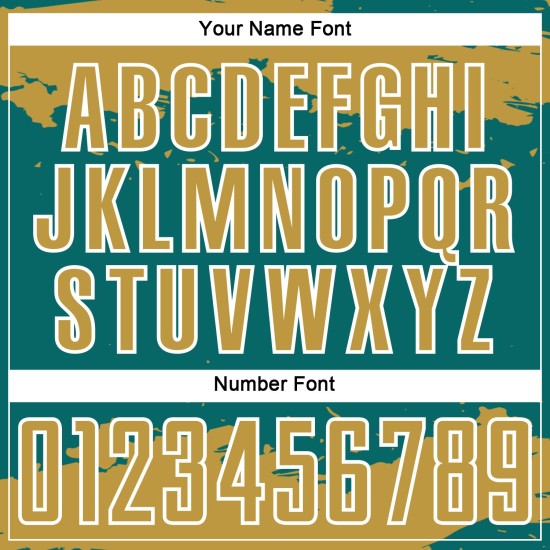 Frammento di arte astratta della vecchia maglia con sublimazione, uniforme da calcio personalizzata in oro e bianco, verde acqua