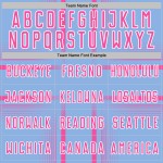 Maglia da calcio uniforme rosa chiaro-bianco blu con linee personalizzate per sublimazione