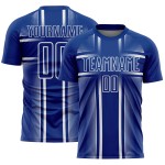 Maglia da calcio uniforme Royal Lines Sublimazione bianca personalizzata Maglia da calcio uniforme Royal Lines Sublimazione bianca personalizzata