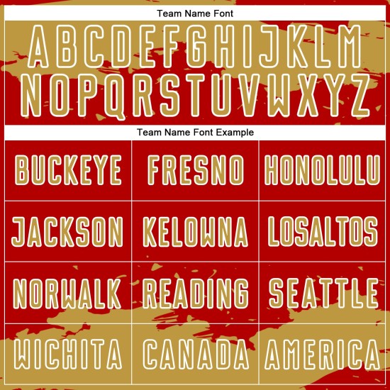 Maglia da calcio personalizzata con stampa sublimatica di frammenti di arte astratta antica, oro e bianco rosso Maglia da calcio personalizzata con stampa sublimatica di frammenti di arte astratta antica, oro e bianco rosso