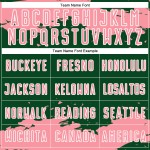 Frammento di uniforme da calcio con stampa a sublimazione astratta rosa-bianca su maglia verde personalizzata Frammento di uniforme da calcio con stampa a sublimazione astratta rosa-bianca su maglia verde personalizzata