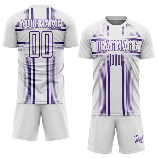 Maglia da calcio viola uniforme con linee sublimatiche bianche personalizzate Maglia da calcio viola uniforme con linee sublimatiche bianche personalizzate