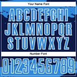 Maglia personalizzata blu navy e bianca, frammento di uniforme da calcio, arte astratta in sublimazione