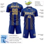 Maglia da calcio personalizzata con stampa sublimatica, linee uniformi reali, oro-bianco antico Maglia da calcio personalizzata con stampa sublimatica, linee uniformi reali, oro-bianco antico