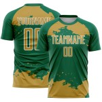 Maglia da calcio Kelly Soccer, vecchia uniforme con stampa a sublimazione, personalizzata con frammenti astratti, verde oro e bianco