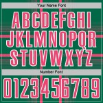 Maglia da calcio personalizzata con stampa a sublimazione al neon, linee Kelly Green, uniforme rosa-bianca Maglia da calcio personalizzata con stampa a sublimazione al neon, linee Kelly Green, uniforme rosa-bianca