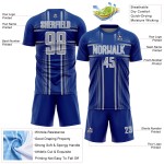 Maglia da calcio personalizzata con stampa a sublimazione grigio-bianca, linee reali Maglia da calcio personalizzata con stampa a sublimazione grigio-bianca, linee reali