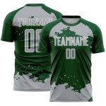 Frammento personalizzato di uniforme grigio-bianca con sublimazione, maglia verde, arte astratta del calcio Frammento personalizzato di uniforme grigio-bianca con sublimazione, maglia verde, arte astratta del calcio