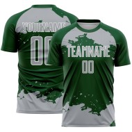 Frammento personalizzato di uniforme grigio-bianca con sublimazione, maglia verde, arte astratta del calcio
