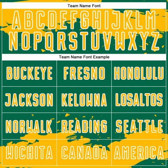 Maglia da calcio Kelly oro-bianca personalizzata Green Art con frammento astratto e stampa a sublimazione