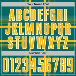 Maglia da calcio uniforme con linee color verde acqua, stampata a sublimazione oro-bianco personalizzata