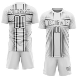 Maglia da calcio personalizzata con stampa sublimatica, uniforme in acciaio, bianca e grigia Maglia da calcio personalizzata con stampa sublimatica, uniforme in acciaio, bianca e grigia